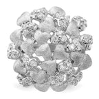 Sterling Silver Satin & CZ Hearts Ring