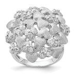 Sterling Silver Satin & CZ Hearts Ring