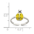 Sterling Silver Enameled & Polished Lady Bug Toe Ring