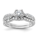 Sterling Silver Rhodium-plated 2-Piece CZ Wedding Set Ring
