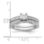 Sterling Silver Rhodium-plated 2-Piece CZ Wedding Set Ring