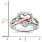 Sterling Silver and Vermeil Polished CZ Heart Ring