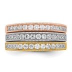 Sterling Silver Vermeil Polished Trio CZ Rings