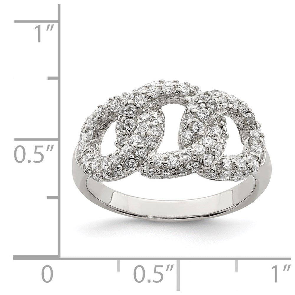 Sterling Silver Polished Three Interlocking CZ Circles Ring