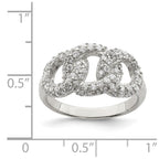 Sterling Silver Polished Three Interlocking CZ Circles Ring