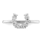 Sterling Silver Rhodium-plated Polished U Shaped Clear CZ Ring