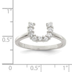 Sterling Silver Rhodium-plated Polished U Shaped Clear CZ Ring