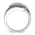Sterling Silver Rhodium Black and Clear CZ Overlapping Ring