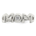 Sterling Silver & CZ Polished Mom Ring