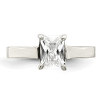 Sterling Silver Solitaire Emerald CZ Ring