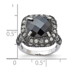 Sterling Silver Black-Plated Black & Clear CZ Ring