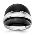 Sterling Silver Rhodium-plated Band w/ Surrounding Onyx Bands Ring