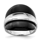 Sterling Silver Rhodium-plated Band w/ Surrounding Onyx Bands Ring