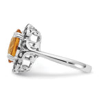 Sterling Silver Citrine & Diamond Oval Ring
