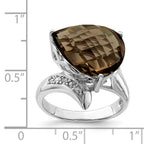 Sterling Silver Rhodium Smoky Quartz & Diam. Ring