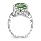 Sterling Silver Rhodium Green Quartz & Diam. Ring