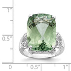 Sterling Silver Rhodium Green Quartz & Diam. Ring