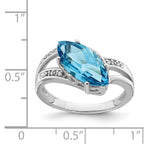 Sterling Silver Rhodium Blue Topaz & Diam. Ring