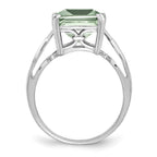Sterling Silver Rhodium Green Quartz Ring