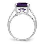 Sterling Silver Rhodium-plated Amethyst Ring