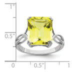 Sterling Silver Rhodium Lemon Quartz Ring