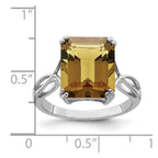 Sterling Silver Rhodium Whiskey Quartz Ring
