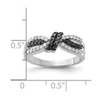 Sterling Silver Polished Black & White Diamond Knot Ring