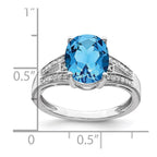 Sterling Silver Rhodium Diam. & Blue Topaz Ring