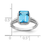 Sterling Silver Rhodium Blue Topaz & Diam. Ring
