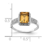 Sterling Silver Rhodium Diam. & Whiskey Quartz Ring