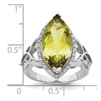 Sterling Silver Rhodium Lemon Quartz & Diam. Ring
