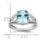 Sterling Silver Rhodium Diam. & Sky Blue Topaz Ring