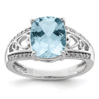 Sterling Silver Rhodium Diam. & Sky Blue Topaz Ring