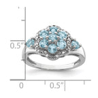 Sterling Silver Rhodium Diam. & Light Swiss Blue Topaz Ring
