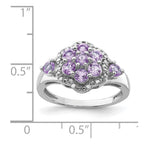 Sterling Silver Rhodium Diam. & Pink Quartz Ring