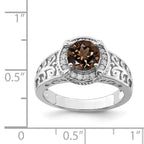 Sterling Silver Rhodium Diam. & Smoky Quartz Ring