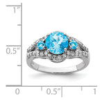 Sterling Silver Rhodium Blue Topaz & Diam. Ring
