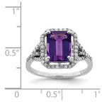 Sterling Silver Rhodium-plated Amethyst & Diamond Ring