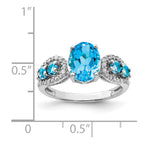 Sterling Silver Rhodium Blue Topaz & Diam. Ring