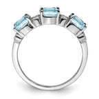 Sterling Silver Rhodium Diam. & Sky Blue Topaz Ring