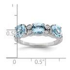 Sterling Silver Rhodium Diam. & Sky Blue Topaz Ring
