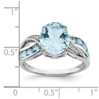 Sterling Silver Rhodium Diam. & Sky Blue Topaz Ring