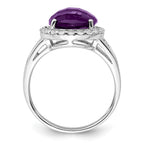 Sterling Silver Rhodium-plated Amethyst Ring