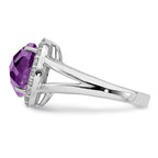Sterling Silver Rhodium-plated Amethyst Ring
