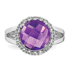 Sterling Silver Rhodium-plated Amethyst Ring