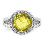 Sterling Silver Rhodium Lemon Quartz & White Topaz Ring