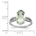 Sterling Silver Rhodium Green Quartz & Diam. Ring
