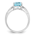 Sterling Silver Rhodium Sky Blue Topaz & Diam. Ring