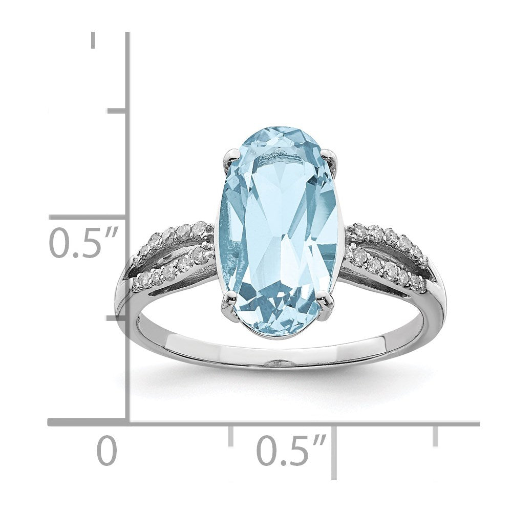 Sterling Silver Rhodium Sky Blue Topaz & Diam. Ring