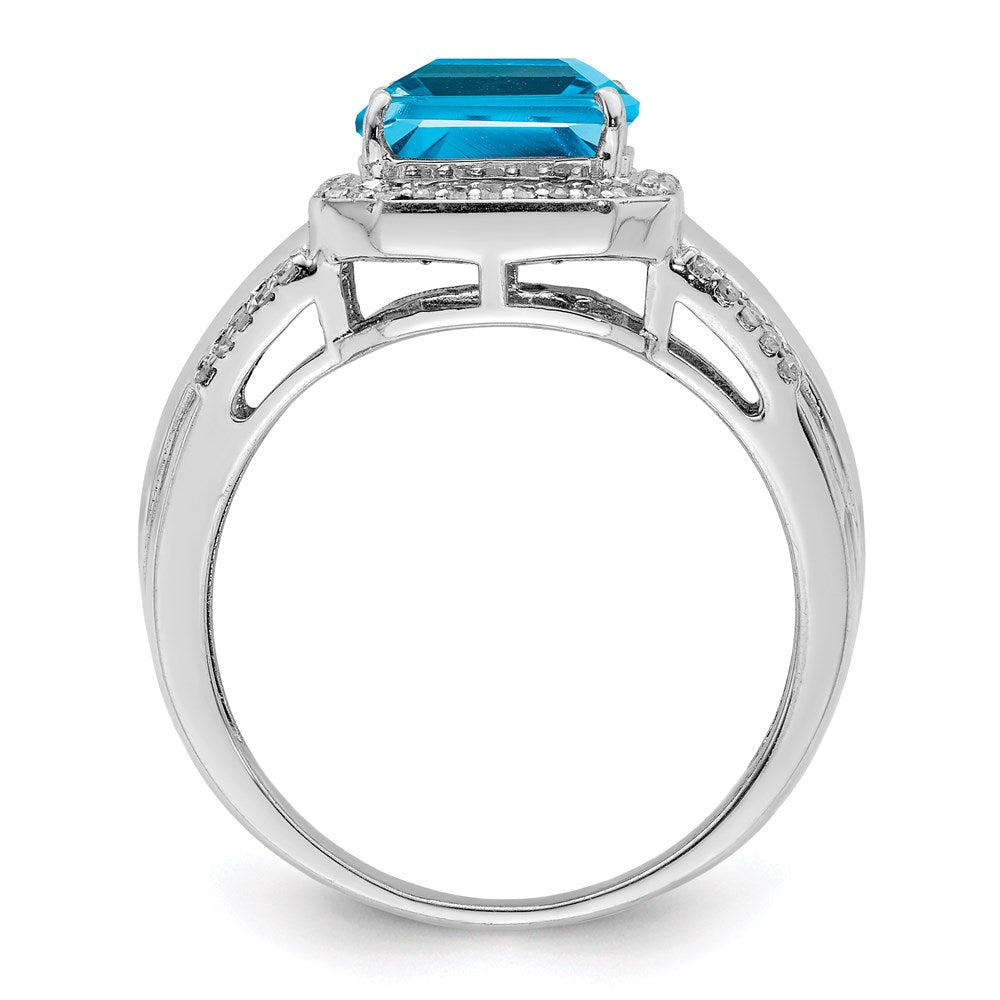 Sterling Silver Rhodium Blue Topaz & Diam. Ring